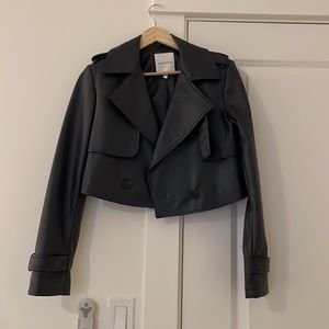 Avec Les Filles | Cropped Vegan Leather Jacket | XS